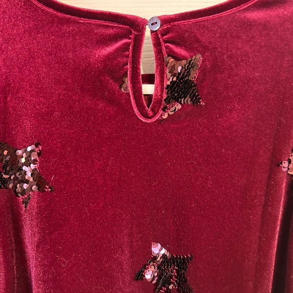 NWT Girls' Velvet Star Dress - Burgundy - Picture 8 of 9